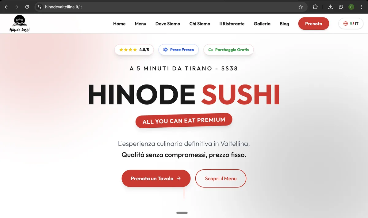 Interni del ristorante Hinode Sushi a Bianzone.